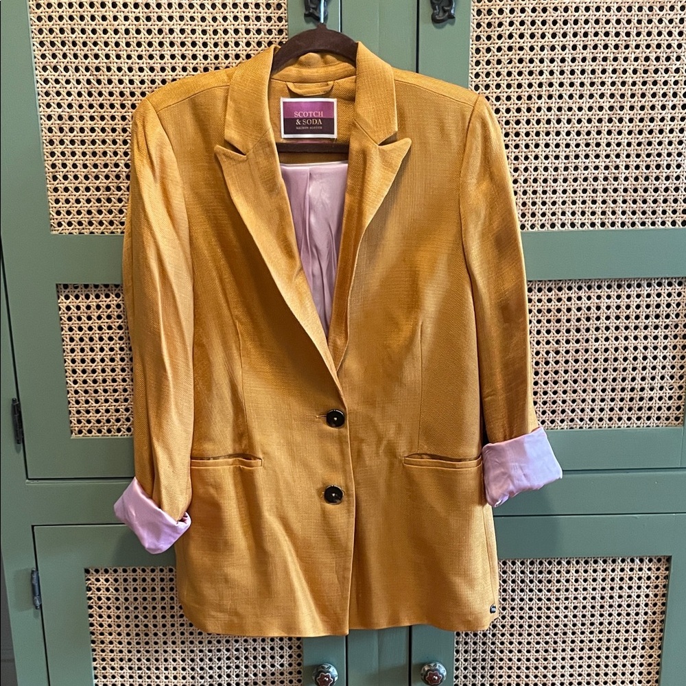 Scotch & Soda Gold Blazer with Pink Lining